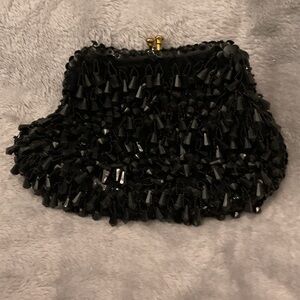 Black Beaded Clutch
